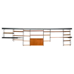 Étagère murale modulaire en teck par Nils Strinning pour corde, années 1960, ensemble de 29