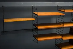 Étagère murale modulaire en teck par Nils Strinning pour corde, années 1960, ensemble de 29