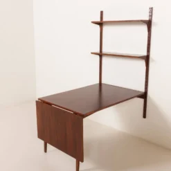 Étagère murale Poul Cadovius avec bureau extensible ou table pour Cado.
