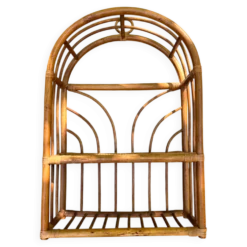 Étagère murale rotin années 70