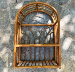 Étagère murale rotin années 70