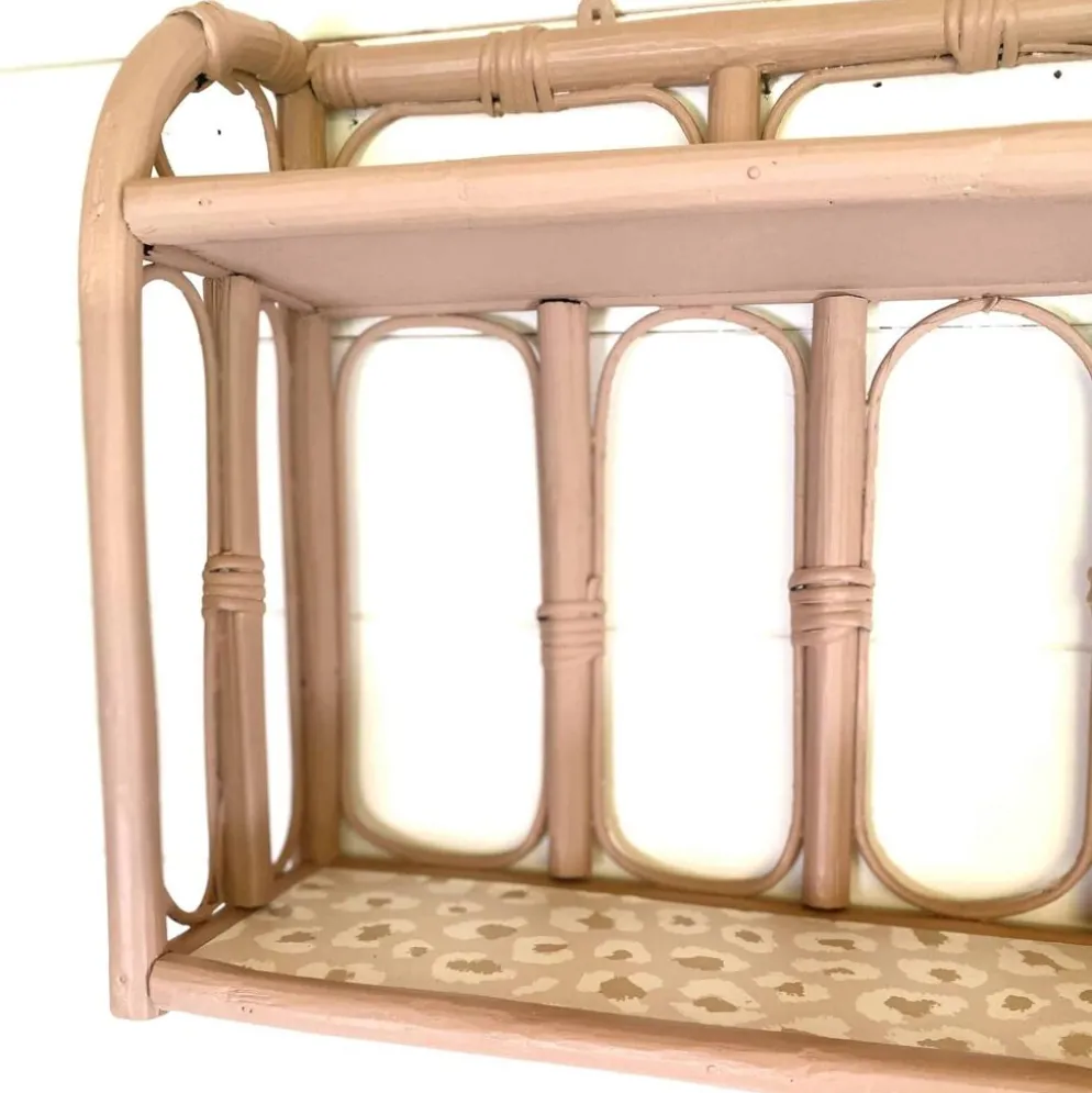 Étagère murale rotin rose poudré