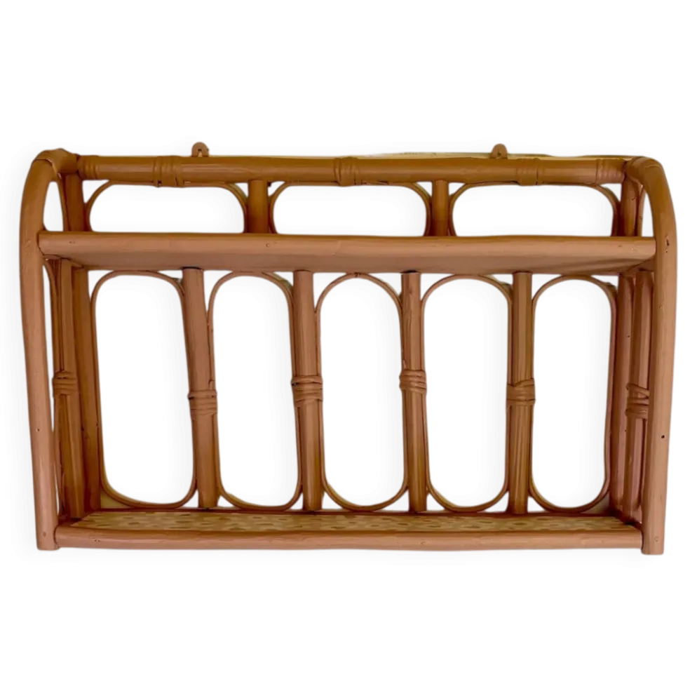 Étagère murale rotin rose poudré