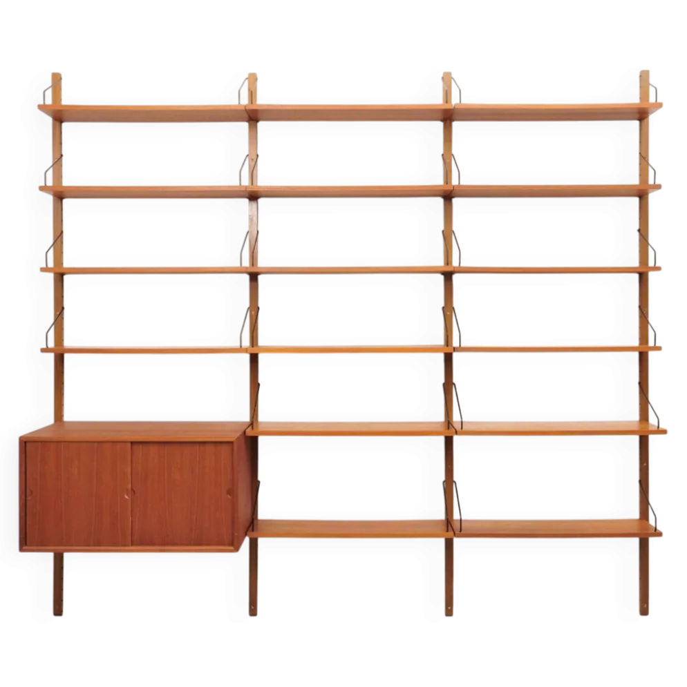 Étagère murale Royal System en teck par Poul Cadovius pour Cado, années 1950.
