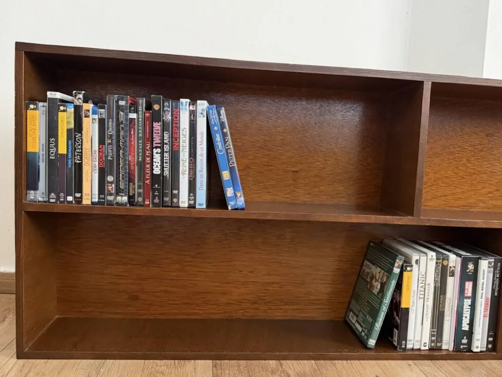 Étagère murale vintage bibliothèque livres / dvd / blu-ray