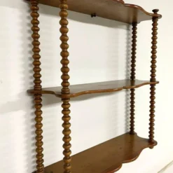 Étagère murale vintage en bois tourné, 3 niveaux