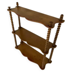 Étagère murale vintage en bois tourné, 3 niveaux