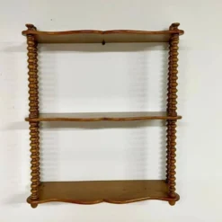 Étagère murale vintage en bois tourné, 3 niveaux