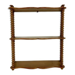 Étagère murale vintage en bois tourné, 3 niveaux
