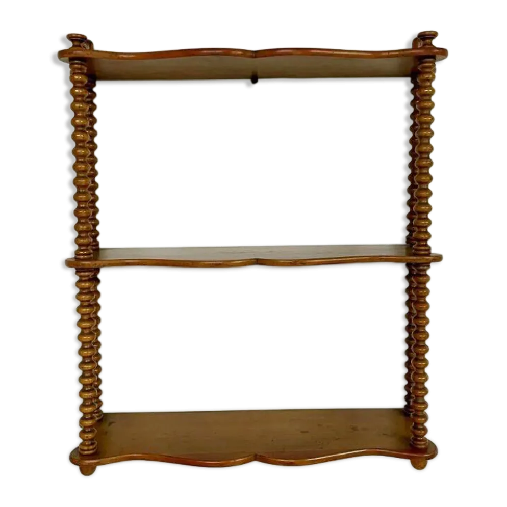 Étagère murale vintage en bois tourné, 3 niveaux