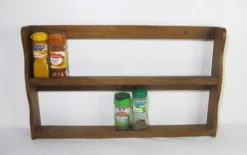 Étagère à épices murale en chêne vintage