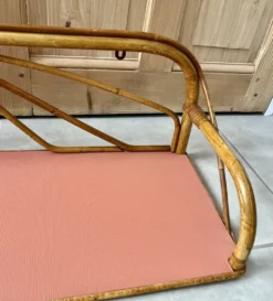 Étagère rotin années 60 plateau terracotta