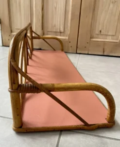 Étagère rotin années 60 plateau terracotta