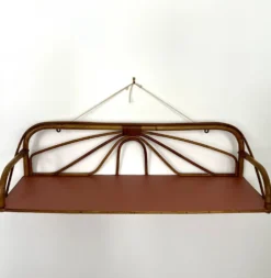 Étagère rotin années 60 plateau terracotta