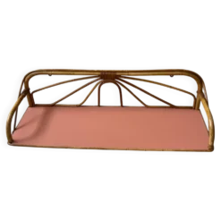 Étagère rotin années 60 plateau terracotta