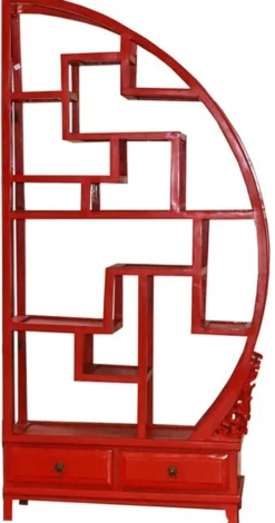 Étagère rouge avec embase sculptée