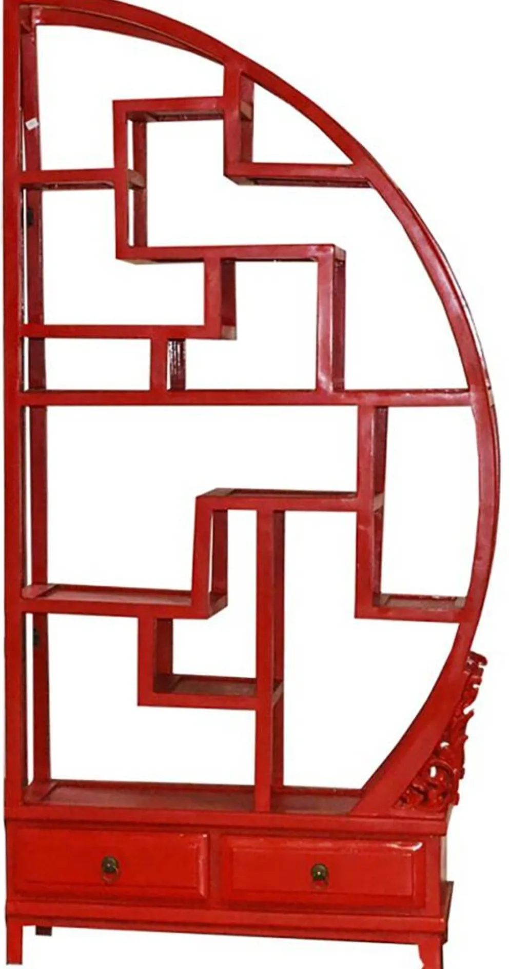Étagère rouge avec embase sculptée