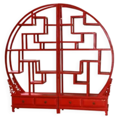 Étagère rouge avec embase sculptée