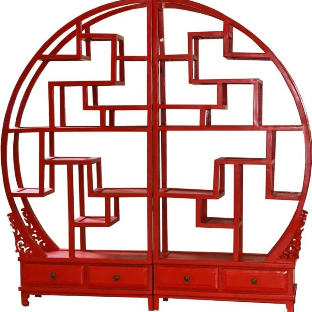 Étagère rouge avec embase sculptée