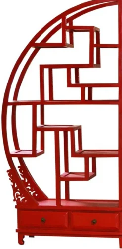 Étagère rouge avec embase sculptée