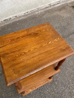 Étagère sellette vintage 3 niveaux en chêne démontable 1970