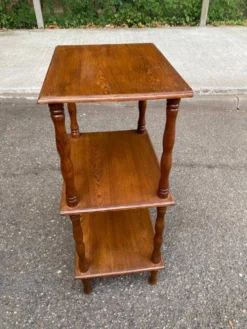 Étagère sellette vintage 3 niveaux en chêne démontable 1970
