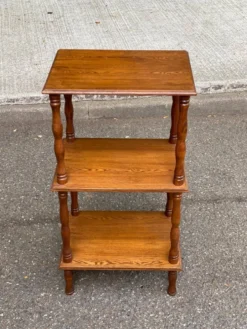 Étagère sellette vintage 3 niveaux en chêne démontable 1970