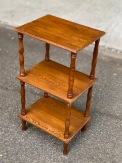 Étagère sellette vintage 3 niveaux en chêne démontable 1970