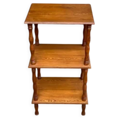 Étagère sellette vintage 3 niveaux en chêne démontable 1970