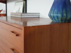 Étagères modulaires Kai Kristiansen, placage de teck, design danois des années 1960.