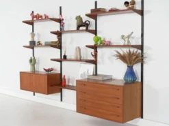 Étagères modulaires Kai Kristiansen, placage de teck, design danois des années 1960.
