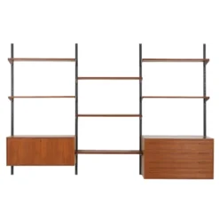 Étagères modulaires Kai Kristiansen, placage de teck, design danois des années 1960.