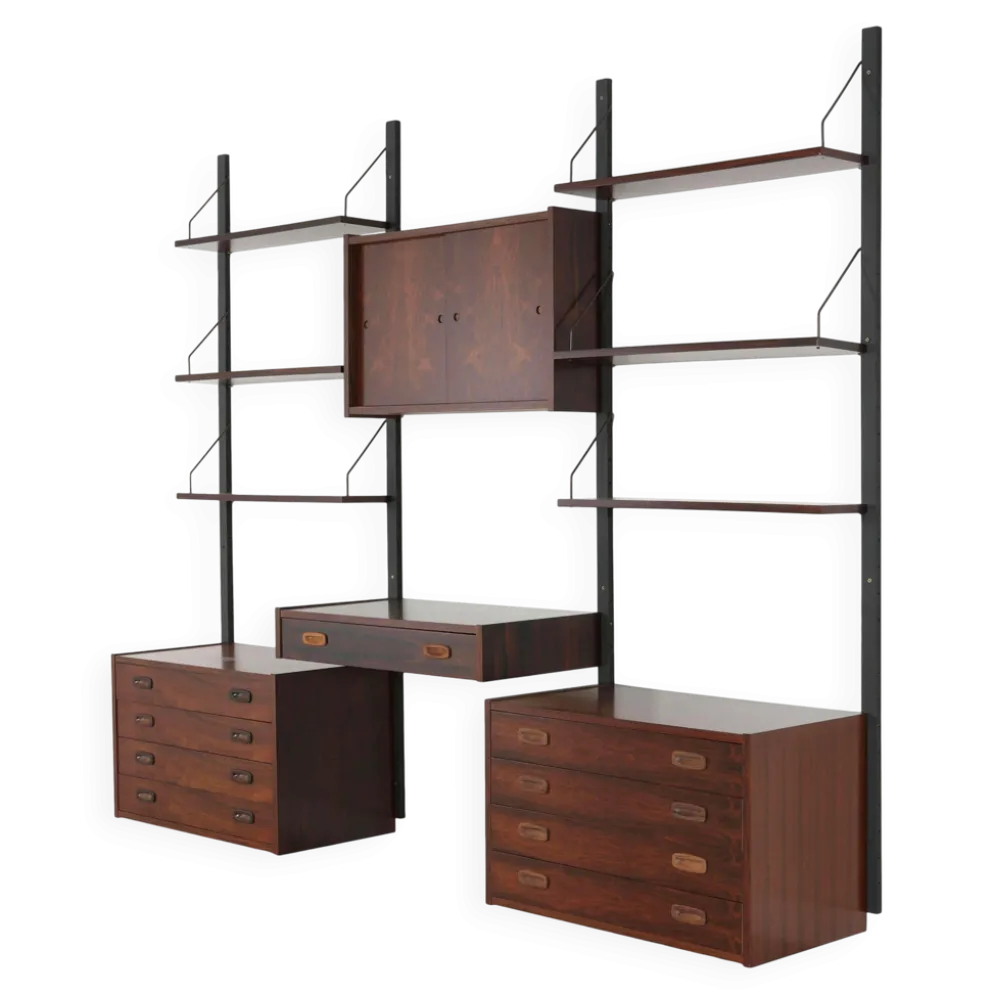 Étagères modulaires PS, placage en acajou, danois, années 1960