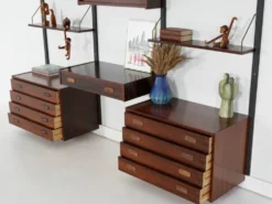 Étagères modulaires PS, placage en acajou, danois, années 1960