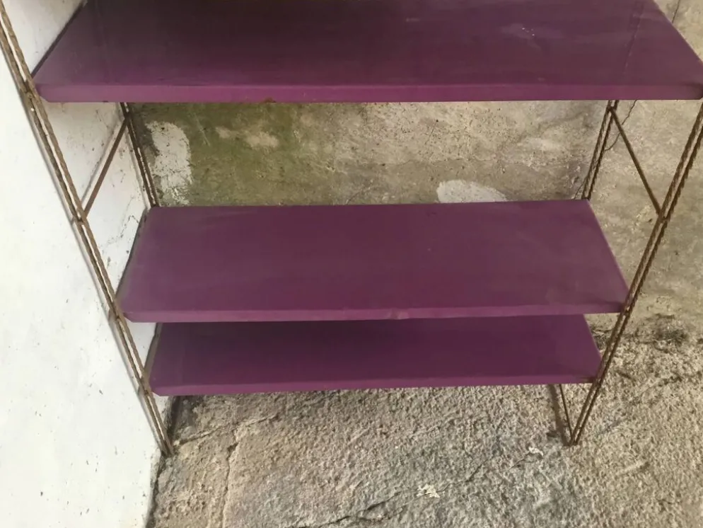 Étagère string en metal - 4 étagères viloettes - vintage 1960