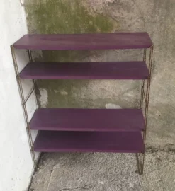 Étagère string en metal - 4 étagères viloettes - vintage 1960