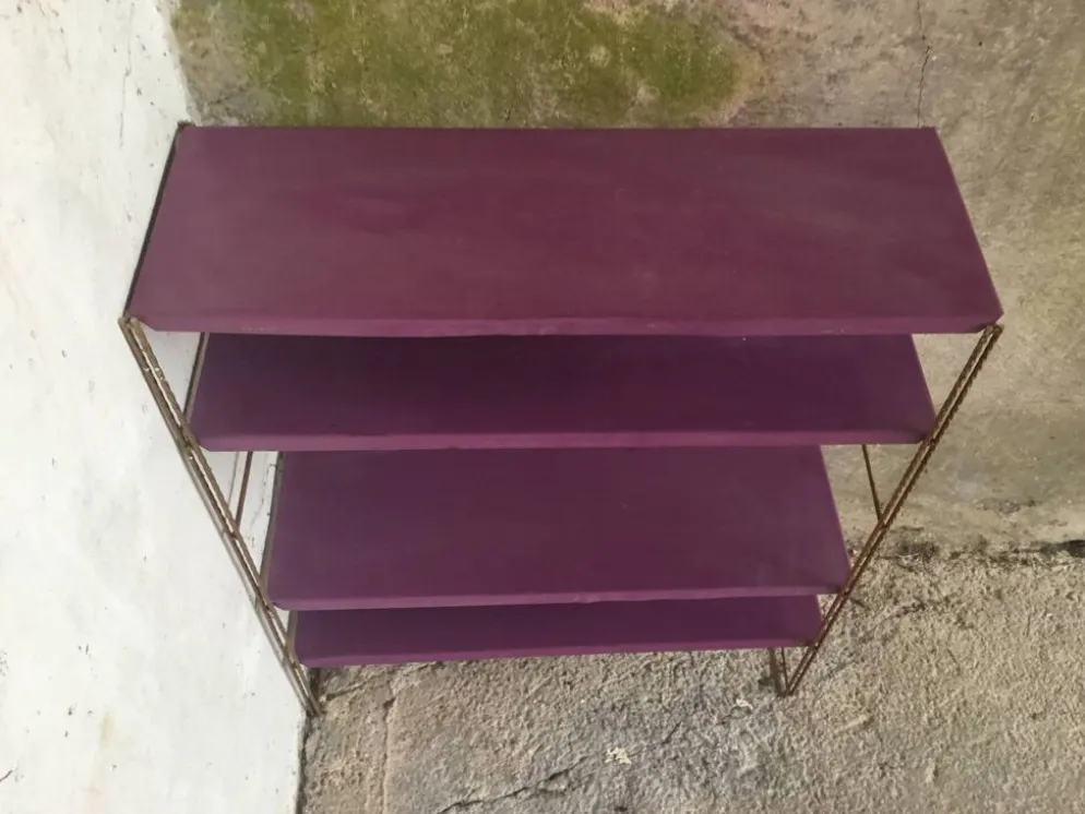 Étagère string en metal - 4 étagères viloettes - vintage 1960