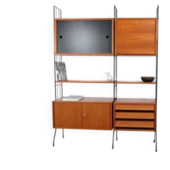 Étagère style teck vintage des années 60-70, style rétro, milieu du siècle