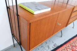 Étagère style teck vintage des années 60-70, style rétro, milieu du siècle