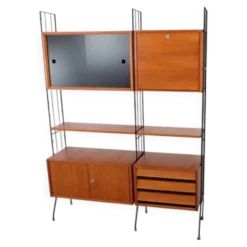 Étagère style teck vintage des années 60-70, style rétro, milieu du siècle