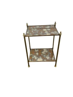 Étagère/table d'appoint/table de chevet vintage en verre dépoli