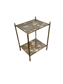 Étagère/table d'appoint/table de chevet vintage en verre dépoli