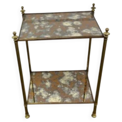 Étagère/table d'appoint/table de chevet vintage en verre dépoli