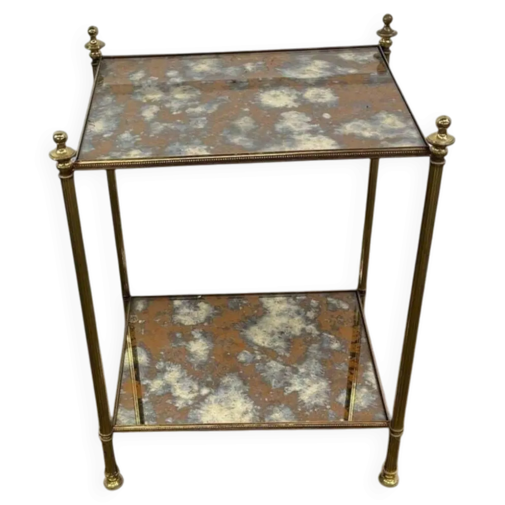Étagère/table d'appoint/table de chevet vintage en verre dépoli