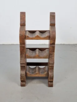 Étagère à vin en chêne brutalisme néerlandais vintage, années 1950