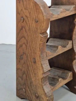 Étagère à vin en chêne brutalisme néerlandais vintage, années 1950