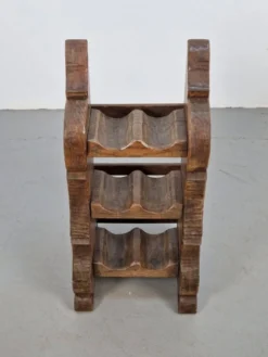 Étagère à vin en chêne brutalisme néerlandais vintage, années 1950