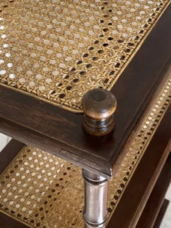 Étagère vintage bois et cannage style colonial 4 niveaux