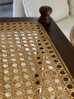 Étagère vintage bois et cannage style colonial 4 niveaux