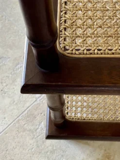 Étagère vintage bois et cannage style colonial 4 niveaux